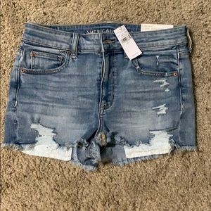 AE high-rise shortie denim shorts